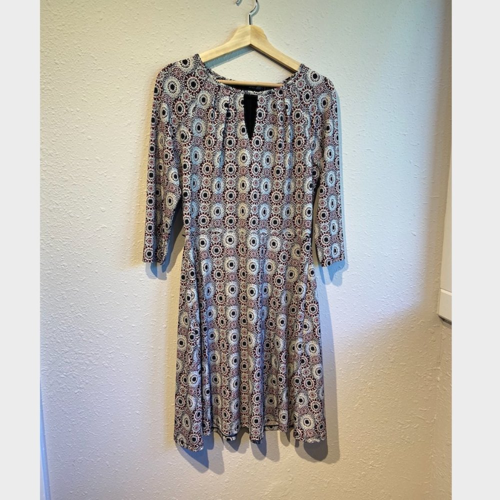 Ann Taylor Patterned Long-Sleeve Dress